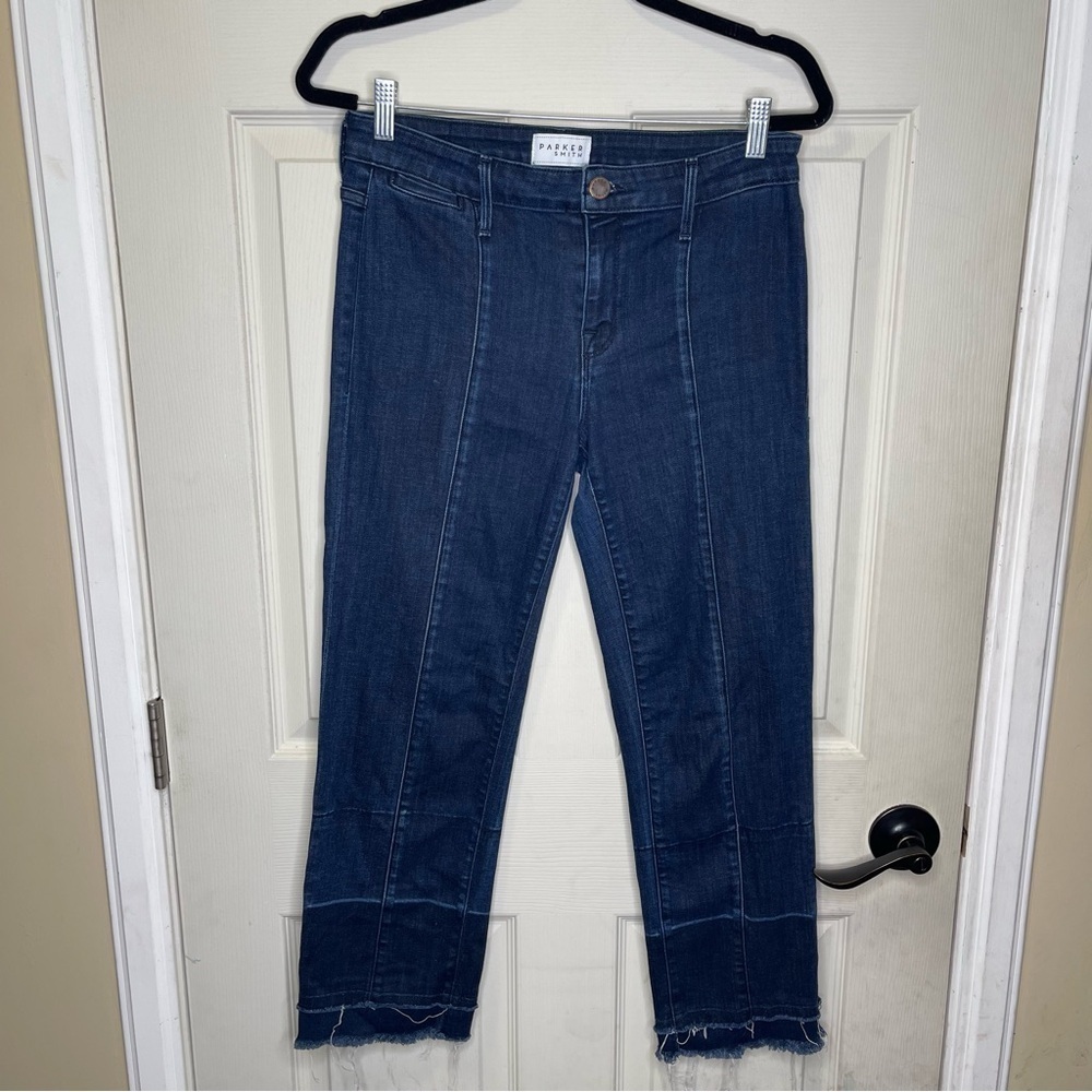 Parker Smith Ankle Crop Straight Leg Frayed
Two Tone Hem Denim Jeans 8/29